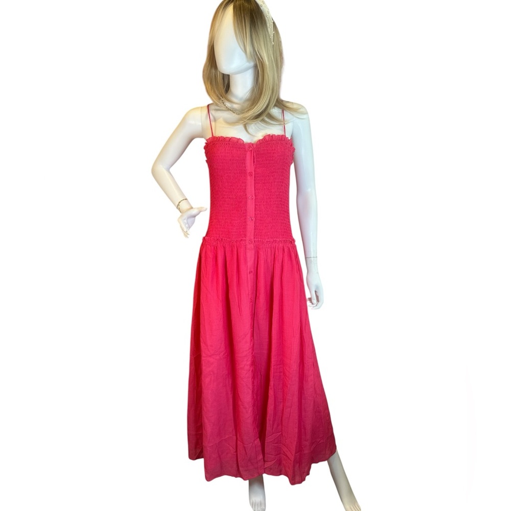 Lush Hot Pink Smocked Maxi Dress NWT - Picture 5 of 10